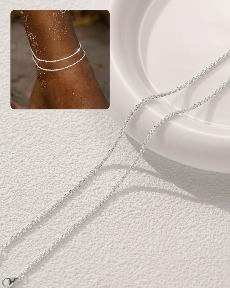 FUNEIA Gold Silver Ankle Bracelets for Women Waterproof 14K Gold Plated Anklets for Women Non Tarnish Dainty Layered Beaded Heart Anklet Set Summer Beach Foot Chain Jewelry Gifts Trendy Stuff - Image 2